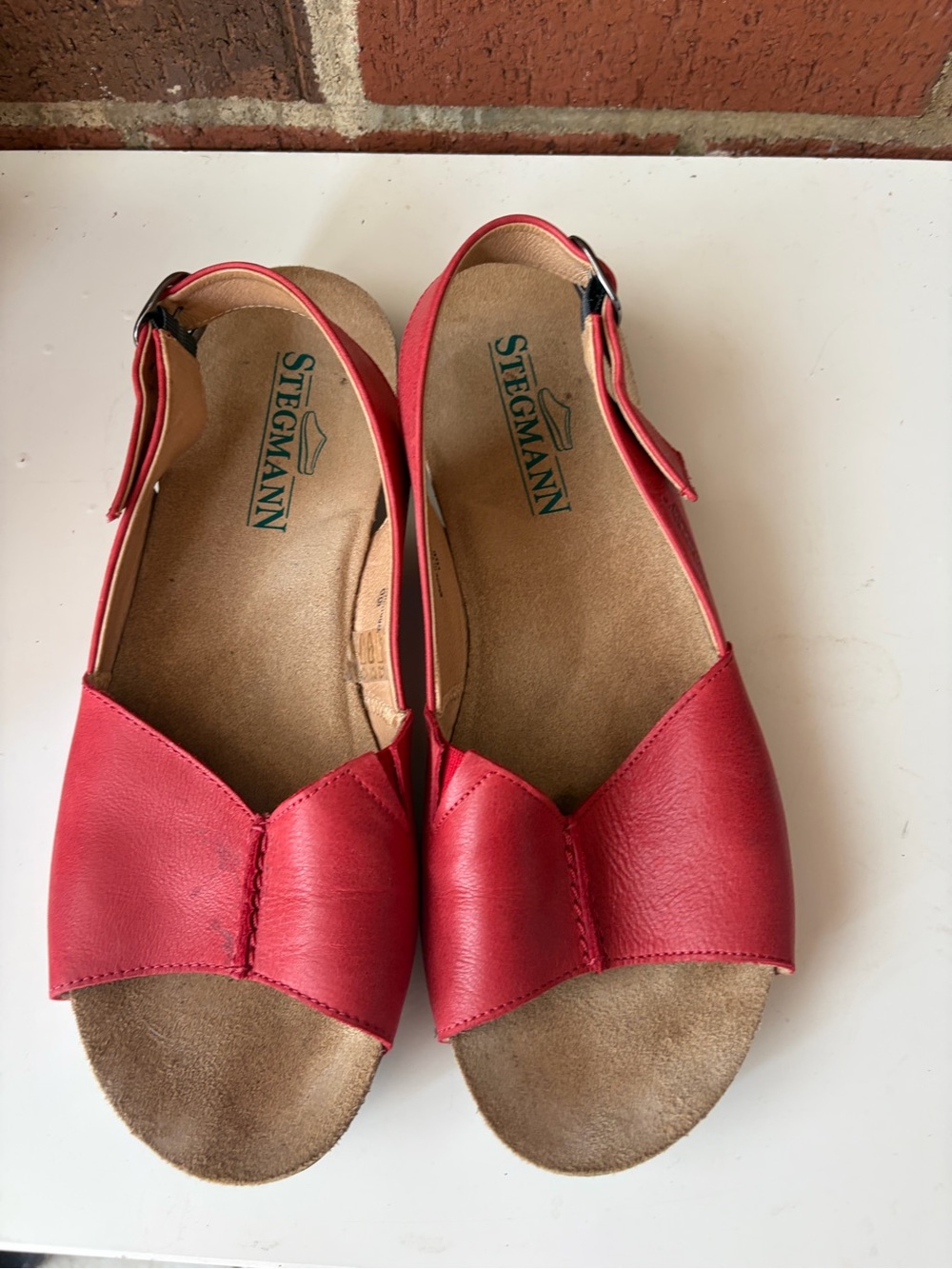 Stegmann Red Leather Slingback Sandals for Women